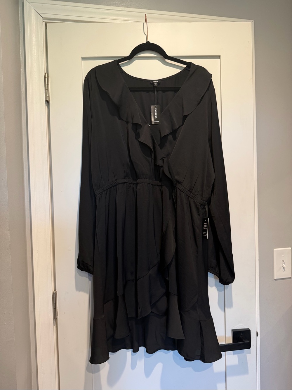 Express Ruffle-Trim Long Sleeve Dress